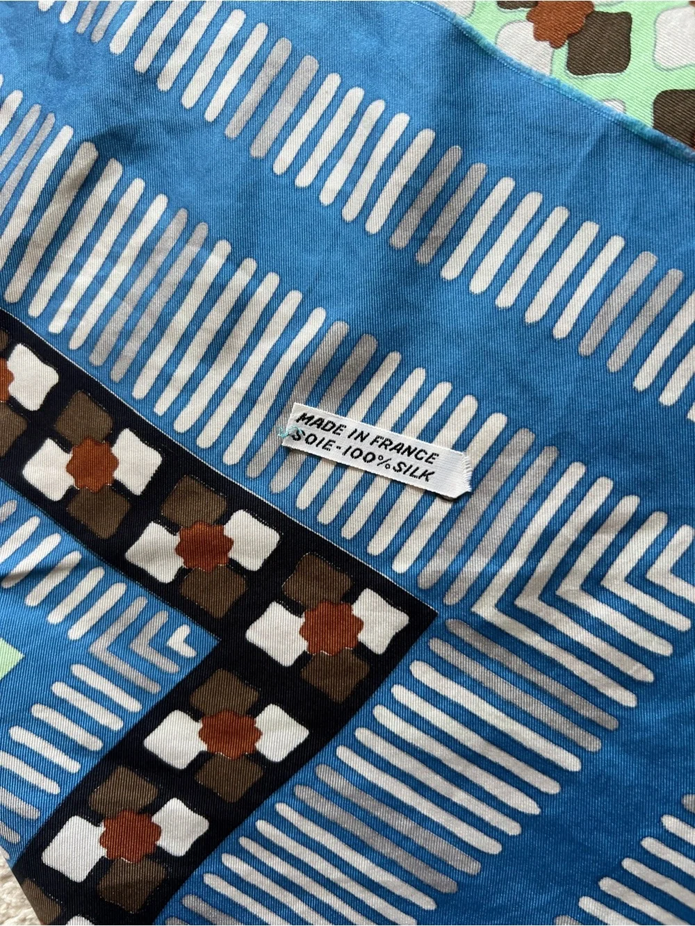RARE 70s Yves Saint Laurent YSL Vintage Silk Scarf Geometric Mod Print 34”x34”